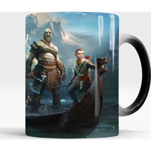 God of War 4 Color Transforming Mugs Coffee Milk Ceramic Mug Novelty Heat Changing Color Tea Cup