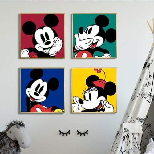 Canvas Paintings Disney Minnie Mickey Mouse Art Big Avatar Posters and Prints Wall Art Pictures Cuadros for Living Room Decor