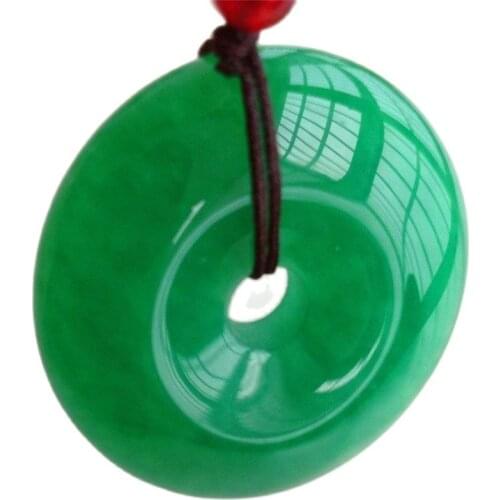 Chinese natural jade hand-carved Harmony pendant,Good luck 40mm