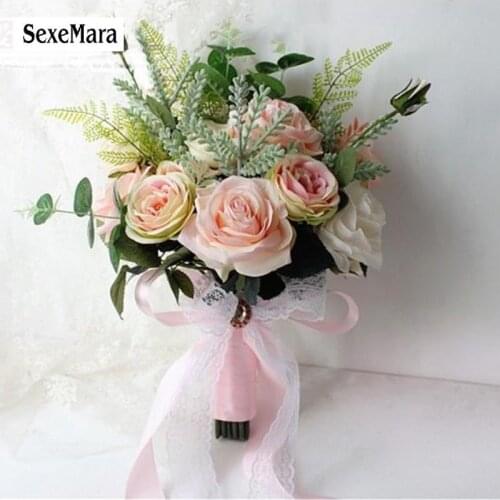 Hot New champagne Wedding Bouquet Succulent Plants Green Artificial Bridal Bouquets Women bouquet de mariage Free Shipping