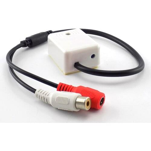 Microphone Sound Monitor Audio Pickup Sound Security Monitoring DC 9V-12V RCA Female Adapter for CCTV Camera Security System