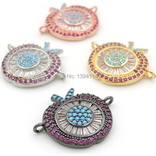 22*18*3mm Micro Pave Kallaite&Red&ClearCZ Apple Connectors Fit For Men And Women Making Bracelets Jewelry