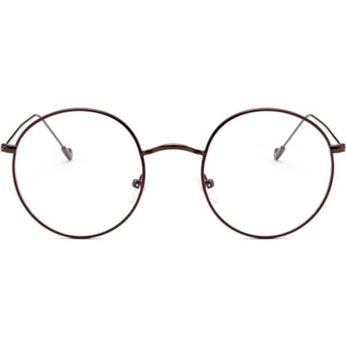 Fashion Design Metal Ladies Glasses Frame Round Transparent Lens Classic Retro Men Prescription Optical Glasses