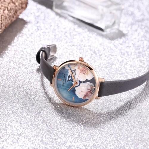 Fashion Rose Flower Luxury Women Watches 2019 Leather Ladies Watches Girl Gift Womens Quartz Wristwatch Watchproof reloj mujer