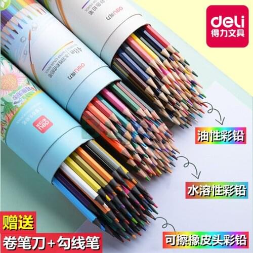 Deli 18/24/36/48 48 Wood Colored Pencils Set water soluble HB Draw Sketch Colour Pencil Erasable color pencils Art Supplies