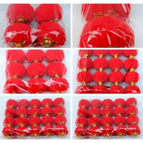 New Years Day scene layout of red lanterns hanging on the balcony gate outdoor Chinese New Year decoration flocking lantern