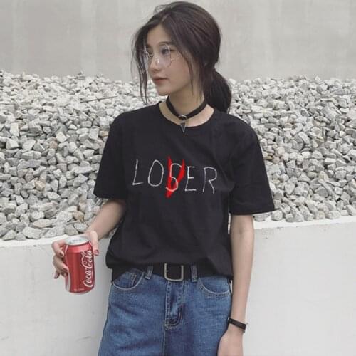 Casual Ulzzang Movie It Losers Club T Shirt Women Short Sleeve Loser Vintage Lover It Inspired T-Shirt Harajuku Tops