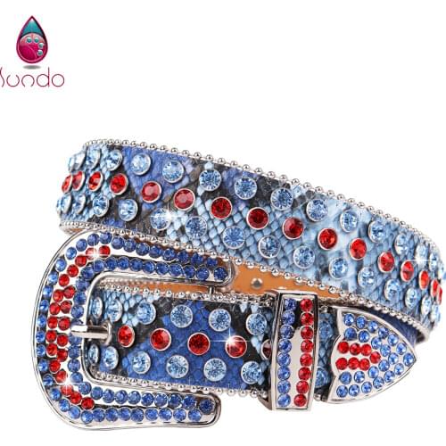Blue Bling Rhinestone Belt Designer Belt Men Luxury Strap Crystal Belt Western Cowboy Cowgirl Studded Belt cinturones para mujer