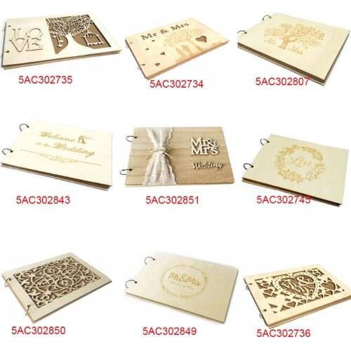 DIY Love Hollow Flower Wedding Guest Book Personalized Rustic Wooden Guestbook Photo Memory Book Album Anniversary Gift