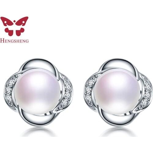 Classic Flower Stud Natural Pearl Earrings 925 Sterling Silver Earrings For Women 100% Genuine Pearl Earings Fashion Jewelry