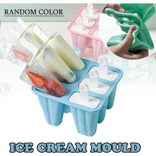 6 Grids Silicone Ice Cream Mould DIY Icy Pole Jelly Popsicle Frozen Mold Home Kitchen Freezer Ice Cream DIY Tool Supplies