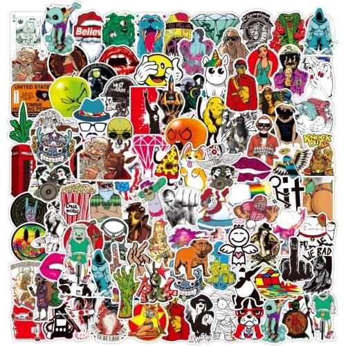 10/30/50/100PCS Mix Fashion Hip Hop Waterproof Stickers Graffiti Decals Skateboard Motorcycle Laptop Guitar Cool Sticker Kid Toy