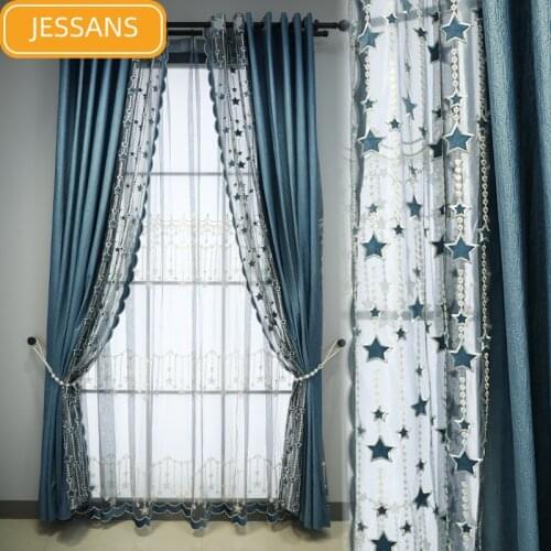 Light Luxury Flannel Lace Stitching Curtains Blackout Curtains for Living Room Bedroom Finished Product Customization