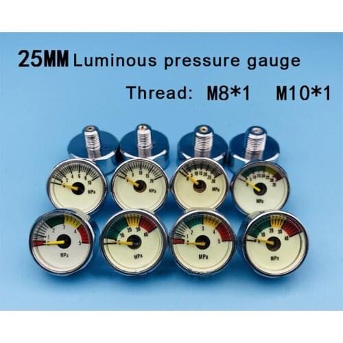 Luminous pressure gauge 25mm constant pressure valve high pressure small table barometer constant pressure table 5/10/30 / 40mpa