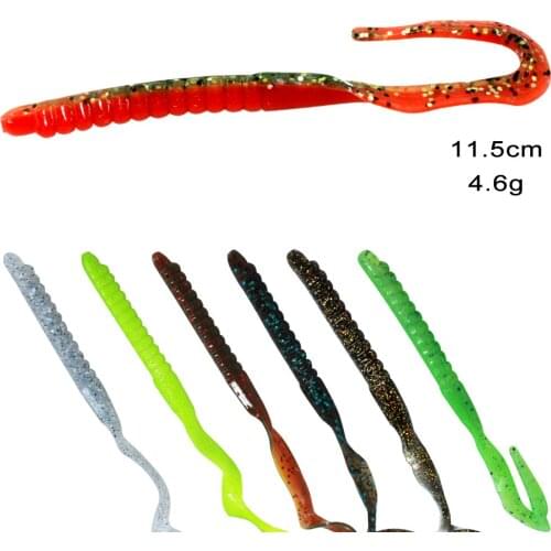 U Shape Tail Worms Trout Soft Baits Shad 115mm 4.6g 10pcs Bass Zander Texas Rig Fishing Soft Lures