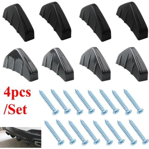 Universal 4Pcs Car Rear Bumper Diffuser Carbon Fiber Shark Fin Spoiler Protector Cover Wing Lip Splitter Car Styling Accessories