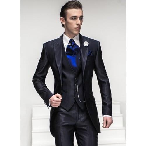 Morning Suit Groom Tuxedos Notch Lapel Groomsmen Men Suits man coat slim fit pants jacket(Jacket+Pants+Tie+Waistcoat)
