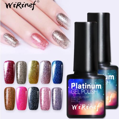 WiRinef Bright Platinum Nail Gel Polish Colorful Gel Shining Glitter UV LED Nail Art Gel Polish Lacquer Varnish