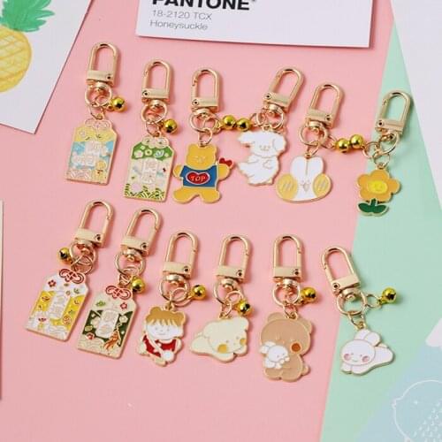 Japanese Cute Omamori Health safe Prayer key chain cartoon schoolbag pendant Metal key ring