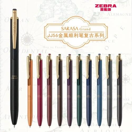 Japan ZEBRA Retro Color Metal Rod JJ56 Gel Pen Sarasa Signature Pen 0.5mm Low Center of Gravity Limited 10 Colors Available