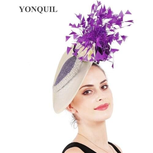 Female Derby Kenducky Big Flower Fascinators Women Hats Gorgeous Party Dinner Feathers Headpiece With Hair Bands Accessories