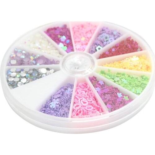 1Box Candy Color Star Heart Shape Glitter Sequins Round Flatback Rhinestone For DIY Nail Arts Decoration Charm Manicure
