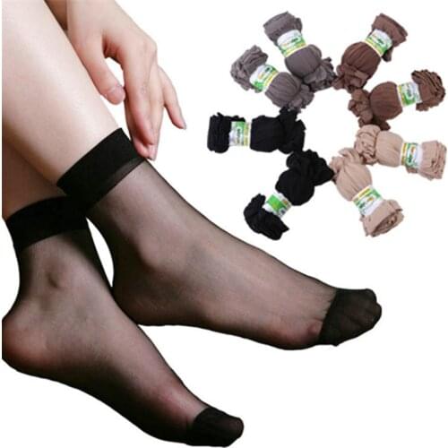 10 Pcs/Set Women Silk Short Socks Summer Cool Breathable Socks Super Thin Crystal Transparent Skin-Friendly Elastic Ankle Sox