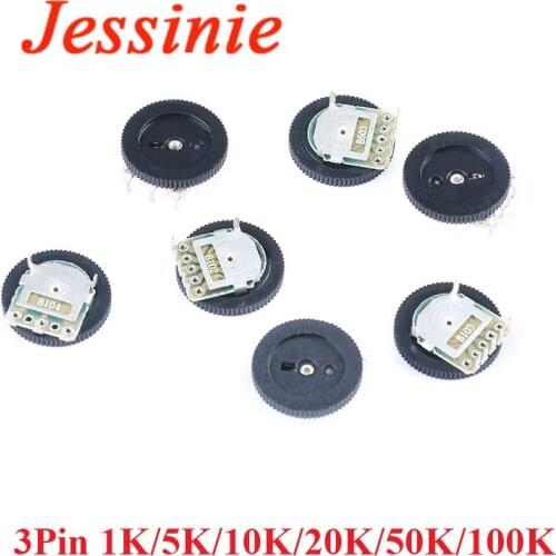 10PCS Gear Dial Potentiometer Single Potentiometer 3pins for Radio MP3/MP4 Volume Adjustment Switch 1K/5K/10K/20K/50K/100K B102