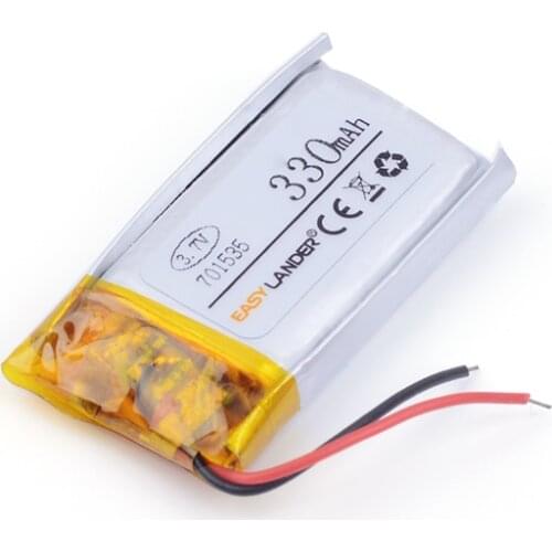3.7V 330mAh Lithium Polymer Li-Po Rechargeable Battery power For Mp3 bluetooth GPS mobile electronic 701535