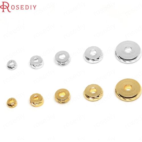 40PCS Diameter 3MM 4MM 24K Gold Color Brass Wheel Bracelets Spacer Beads Jewelry Making Supplies Diy Findings Accessories