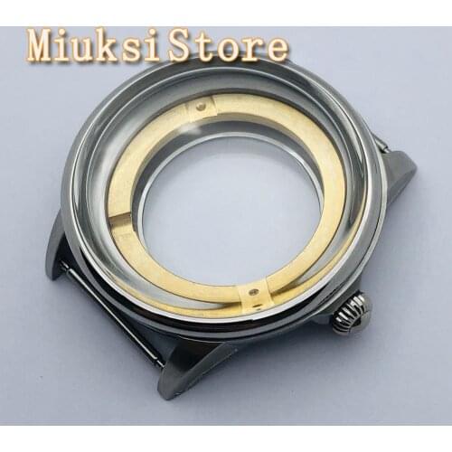 42mm sterile silver stainless steel watch case fit ETA 2836 Miyota 821A 8215 82 series Seagull 1612 Mingzhu DG 2813 3804