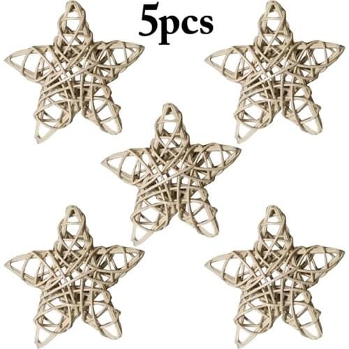 5Pcs/Set Creative Star Shaped Rattan Ornament Multicolor DIY Rattan Decorations For Christmas Wedding Party Birthday Accessories