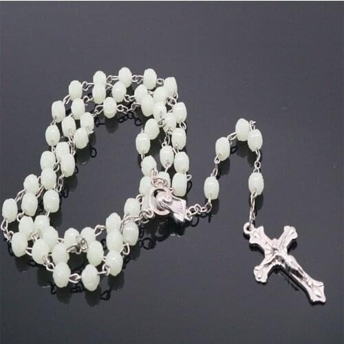 6mm luminous green plastic rosary beads luminous luminous necklace Catholic religious jewelry party gift pray.48pcs