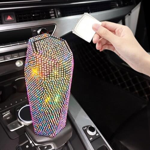 Car Diamond Trash Can Practical Storage Box Rhinestone Kawaii Trash Bin Organizer Garbage Holder Trash Paper Dustbin Car Supplie