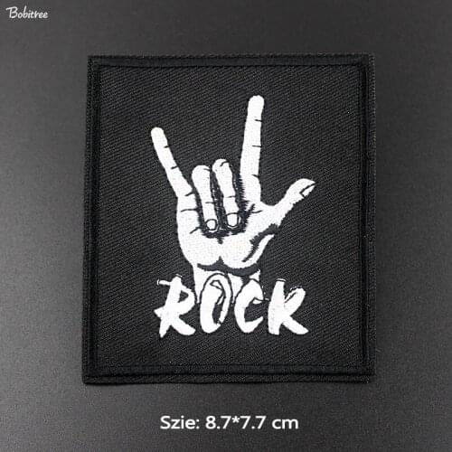 White Rock Gesture Punk Stripes Patches Embroidered Costume Badges Iron on Applique Stickers Hippie Sewing Patchwork