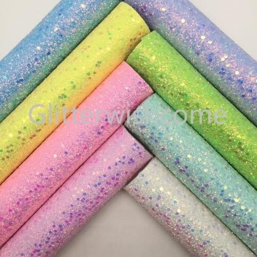 Glitterwishcome 21X29CM A4 Size Pastel Chunky Glitter Leather fabric Vinyl with Soft Backing for Bows, GM894A