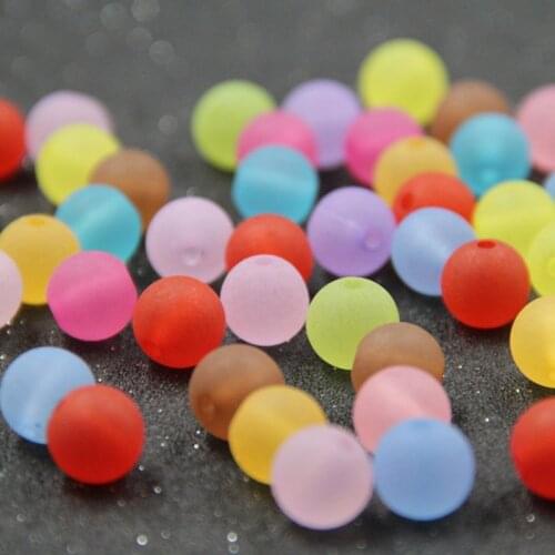 Frosted Transparent Colorful Acrylic Beads Round Shape Charm Bracelets Beads For Jewelry Making DIY Handmade Craft Accessories