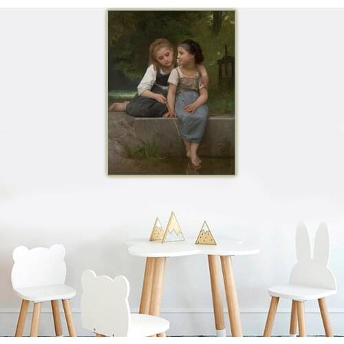 Citon William Adolphe Bouguereau《Fishing For Frogs》Canvas Art Oil Painting Artwork Picture Wall Decor Home interior Decoration