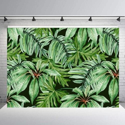 Green tropical plant leaves photography backdrops birthday baby bridal shower background wedding party banner dessert table prop