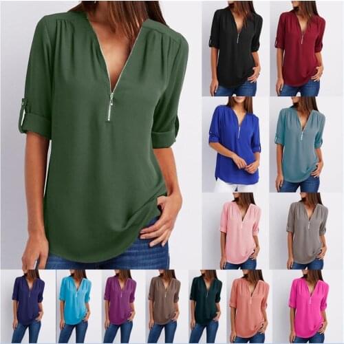 4xl 5xl Plus Size Women T Shirts 2019 New Fashion Sexy V Neck Zipper Big Size Long Sleeve Pull Sleeve Loose Female T Shirt Tops
