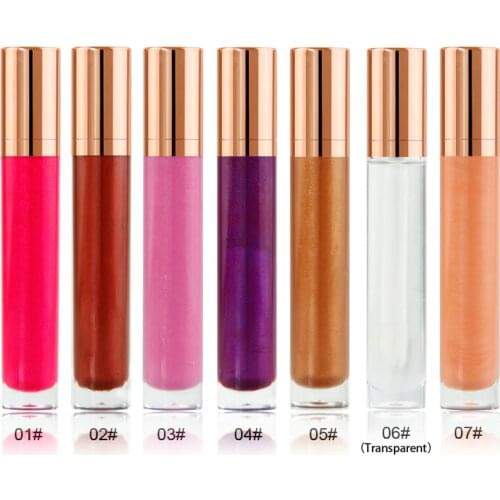 7 Color Custom Private Label Clear Shiny Glitter Lipgloss Moisturizing Long Lasting Liquid Lipgloss Customized Logo Cosmetics