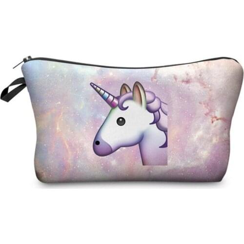 M489 2017 Hot Sale Unicorn Women Cosmetic Bag Cute 3D High Definition Printing Multi-function PU Cartoon Women Bag