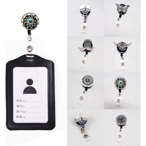 ID Name Card Badge Holder Womens Men Fashion Brooch Lanyard Retractable Badge Reel Fit 4cm Snap Charms Jewelry Brooches Clip