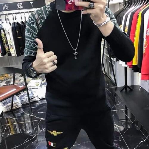 2021 new knitted sweater mens autumn and winter fashion brand embroidered long sleeve British style