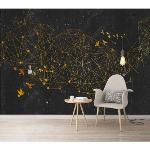 Papel de parede Nordic minimalist abstract line geometry beautiful starry sky wallpaper mural,living room home decor
