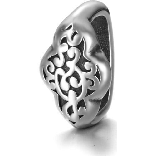 316L Stainless Steel Floral Slider Bead Polished 12x6mm Metal Slide Charm for Jewelry Making DIY Bracelet Accessories Supplies