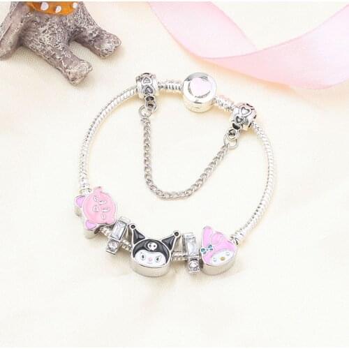 2021 new fashion hot-selling cartoon black rice series love diy beaded Pandora type bracelet gift