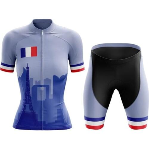 NEW France Women Cycling sets / Cycling Suit Customized Road Mountain Race Top cycling clothing GEL Breathable Pad