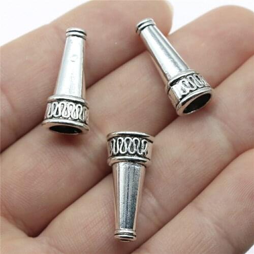 10pcs 22x10x9mm Crimps End Caps Bead Covers Antique Silver Color Speaker End Bead Caps Connectors