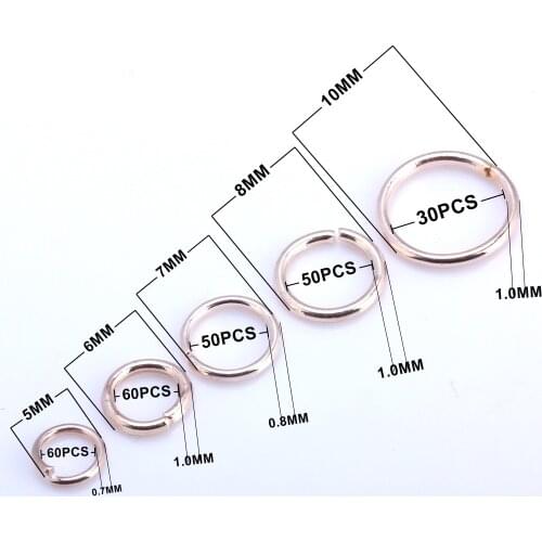 OlingArt Open Jump Ring 5mm/6mm/7mm/8mm/10mm Mixed size 250PCS/lot link loop Rose gold DIY Jewelry making Connector